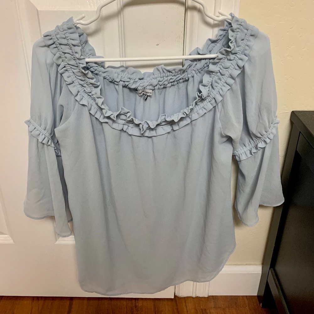 Naked Zebra Light Blue off-the-shoulder blouse
